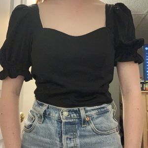 H&M Divided Black Satin Open Back Top